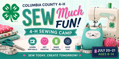 Featured event banner: Columbia County "Sew" Much Fun 4-H Day Camp