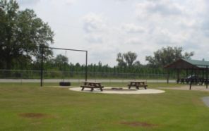 Picnic tables at the Deep Creek Community Center